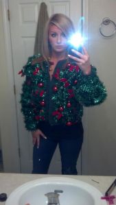 Well, this one is decorated in tinsel and ornaments. Sure to make you stand out like a sore thumb.