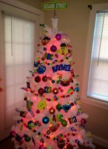 This is a cute Christmas tree. Love how they used letters and numbers. Love it.