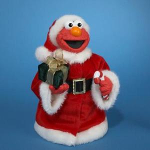 This is Elmo dressed in a Santa outfit with a present. I know kids will love it and sure it's adorable.
