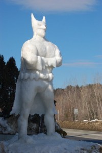 This Batman snow sculpture certainly looks huge. Then again, he does have an imposing presence.