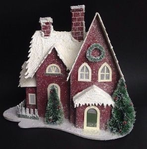 Just snow on the roof, evergreen trees, and a wreath can put it in the Christmas spirit. It's as simple as that.