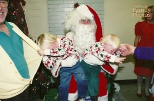 Poor Santa doesn't seem to know what to do here. Still, a lot of kids are scared of Santa. Remember that.