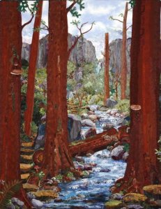 Of course, this is probably a quilt depicting some place out west that will probably be damaged by wild fire. Because I know they don't see as much rainfall there.