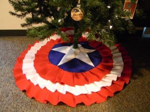 This one is in Captain America's shield as always. But it fits great on the tree from the looks of it.