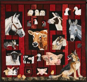 This one has an interesting barn window scheme. But at least the dog is in the forefront.