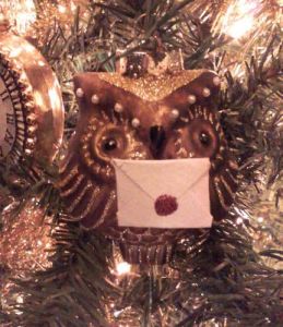 Well, it's an owl ornament with a letter in its beak. Understand that wizards correspond through owl post in these books.