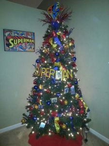It even has the word "Superman" around it as well as yellow, red, and blue ribbons. And the Man of Steel is on top.