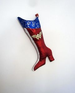 Because this is a perfect stocking for the Wonder Woman fan. Make sure candy doesn't get stuck in her heel though.