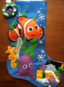 This one has Nemo with his little friends. Sure the snowflakes don't fit in with the coral reef landscape. But this is for Christmas.