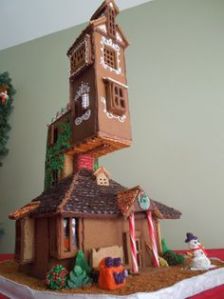 I had a Burrow gingerbread house in the Harry Potter treat post in March. But this is more in keeping with the holiday spirit.
