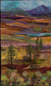 This one uses all kinds of fabric for a painting effect. Not sure about the lone trees standing.