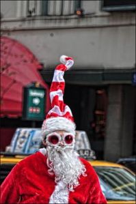 Kind of reminds me a bit like Dr. Seuss. Then again, not sure about the candy cane hat.