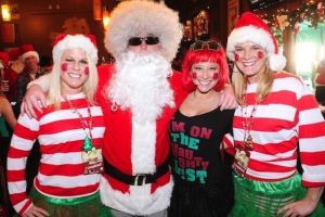 Yes, this Santa has a fro. Not sure if it means he's from the 1970s. Or that he doesn't get a haircut at the North Pole.