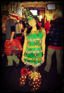 Yes, Christmas trees are lovely things to look at. Dressing up like one, not so much.