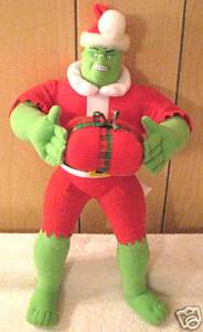 No wonder he just destroyed his Santa suit. But he's holding a present. Might want to stay away from this Hulk Santa.