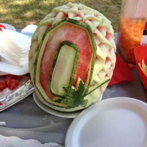 Guess this is a fruit platter centerpiece. But it's a nice carving.