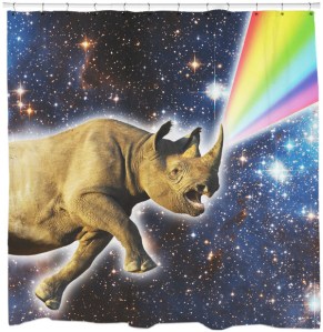 Okay, rhino horns may not sprout rainbows in the cosmos. But this is just too funny to miss. Love it.