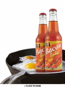 From Divine Secrets of a Domestic Diva: "No, not baking soda, Bacon Soda. Now I love bacon as much as the next girl, maybe a little more even, but there are some things I don’t want my bacon in – like perfume/cologne, coffee, wine and soda. However, if you want to give the gift that keeps on giving, check out their bacon of the month club!"