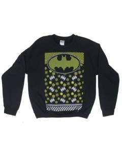 It's black and gold with bats all over. Probably what you'd see in the Batcave around the holidays.