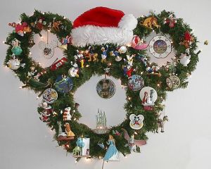 Includes ornaments from classic Disney characters as well as the movies. And it has a Santa hat on top.