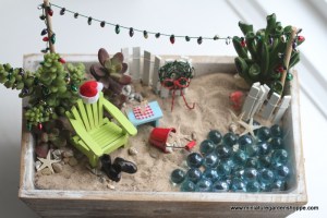 This one has Santa's hat and boots near a chair. It's as if Santa has been here.