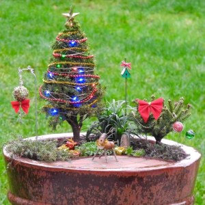 This one even has a wooden reindeer. Still, really love the bows and lights.