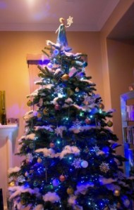 With an Elsa tree topper, this is a rather fitting Christmas tree. Helps that the ornaments match, too.