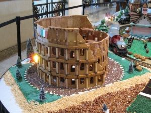 It's a gingerbread model of the Roman Colosseum where gladiators fought. Of course, there's nothing Christmas about it but it's architecture.