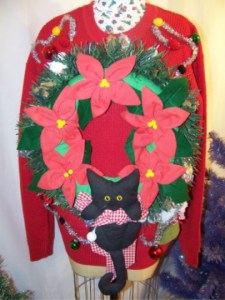 And it's a wreath of tinsel and poinsettias. Kind of makes it look more ridiculous.