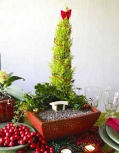 Well, it seems to take a form of an overgrown bush. Like the bow at the top.