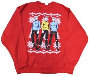 Even better is how they're all wearing Santa hats to get in the Christmas spirit. But it's a must have for any Trekkie.