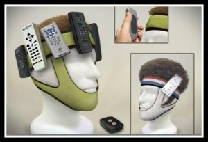 From Divine Secrets of a Domestic Diva: "Do you know someone who is always losing their remotes? Do they seem to just get up and walk away? Well, I’d love to see them try while they were stuck to their head! Never lose another remote! What a practical gift! Unfortunately, this is another DIY, and is not yet available in stores."