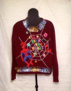 Of course, his way of decorating is more suited for Halloween. Still, this ugly sweater is very creative.