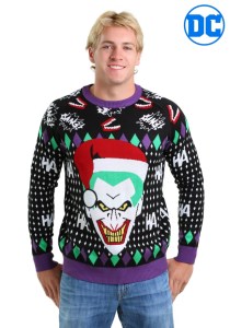 He sure looks menacing here. Before wearing it to a holiday party, make sure the attendees aren't afraid of clowns first.