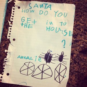 I'm guessing this kid's family doesn't have a chimney. I'm sure Santa has other ways.