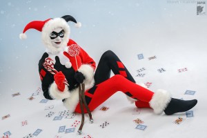 She just has her pied outfit trimmed with fur. She even carries some candy canes and a lollipop.