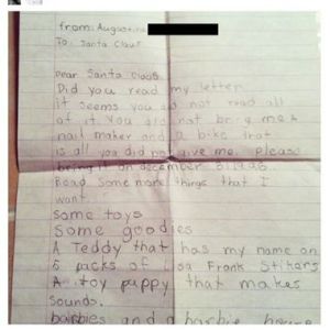 Well, at least this girl is being reasonable about the letters. Yet, she still made a list.