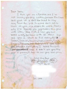 Man, this girl says that Santa needs to lose some pounds so she and her mom are giving him veggies. Not sure if the big guy would appreciate it.