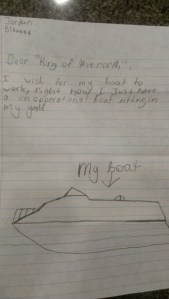 Too bad this kid has no idea if a boat should work, it should be in water. And please let the boat be a toy.