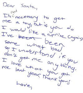 Well, at least this kid is trying to have a more realistic self-awareness. And at least shows appreciation.