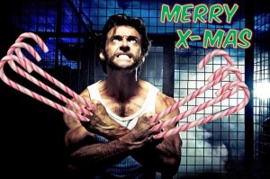 Yes, this is photoshopped from a movie scene. But I like how he has candy canes instead of claws.