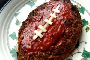 After all, you can't make a football from steak. Has some ketchup and cheese.