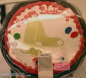 I know that's supposed to be the Red Sox logo. But it's in disgusting snot green. Must've been done by a Yankees fan.