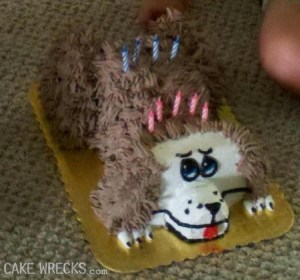 For some reason, this dog doesn't look happy. Must be the pain of having candles stuck on its back.