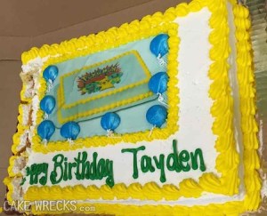 Someone doesn't seem to follow directions, do they? Still, some kid will be disappointed on his big day.