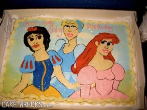 Though how these women are drawn is utterly atrocious. Seriously, Cinderella, Ariel, and Snow White don't look like that.