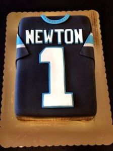 Yes, this is a Cam Newton jersey cake. Still, at least his team lost to the Broncos.