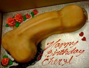Yes, I know this is inappropriate. But given the unintentionally phallic shaped birthday cakes, I thought I could include this without much outcry. Still, this isn't a cake to have in front of the kids. 