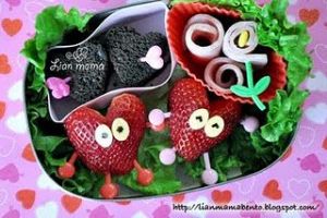 The strawberries even have eyes and limbs. There are also heart treats and flowers.