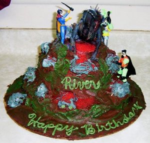 From Cake Wrecks: "I'm not sure if "River" is the birthday person's name, or if - in the tradition of Wreckerators everywhere - the decorator just labeled the cake what it's supposed to look like. If that's the case, then s/he must have meant "cascading river of blood, cement, and mold". But, you know, that probably wouldn't have fit."